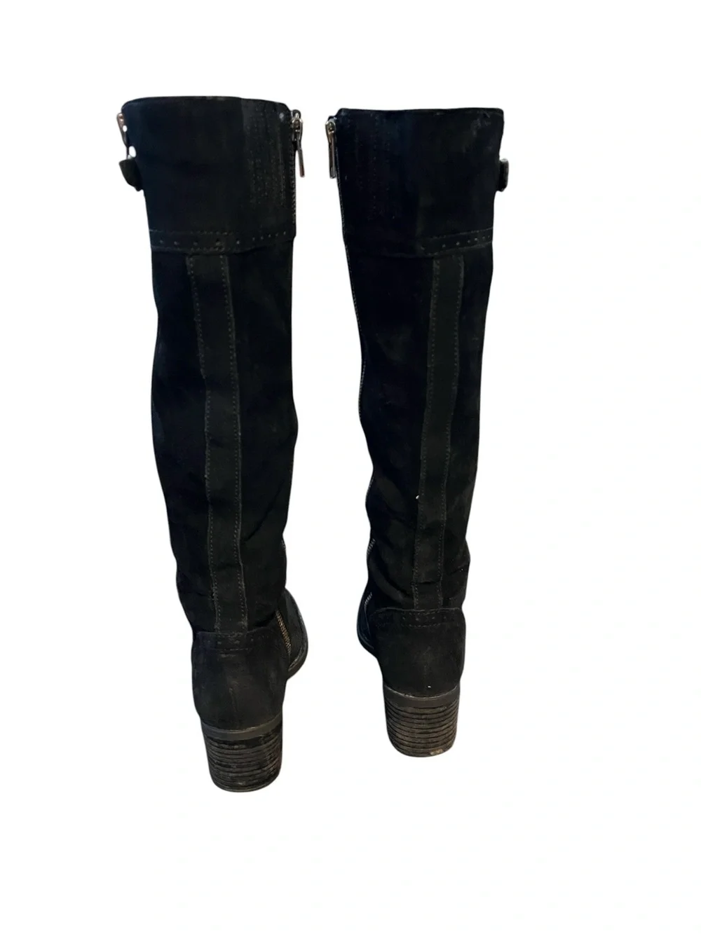 Born “Fannar”Black Suede Knee-High Zip-Up Boots Size 7